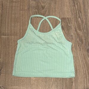 Mint Green Ribbed Crop Top